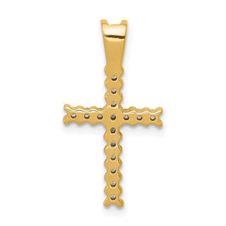 14k Yellow Gold and Rhodium Diamond Latin Cross Pendant