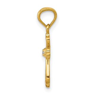 14k Yellow Gold Diamond Accented Cross Pendant