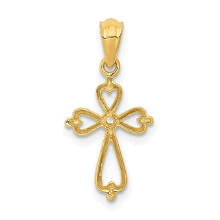 14k Yellow Gold Diamond Accented Cross Pendant