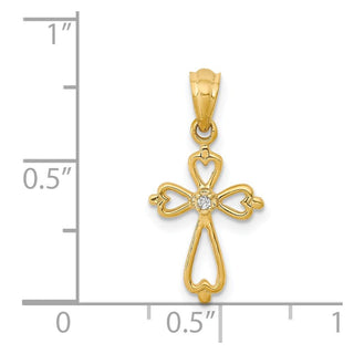14k Yellow Gold Diamond Accented Cross Pendant