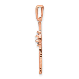 14k Rose Gold .03ctw Diamond Cross Pendant