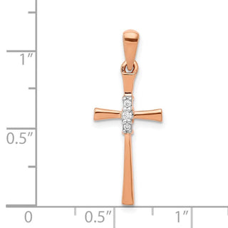 14k Rose Gold .03ctw Diamond Cross Pendant