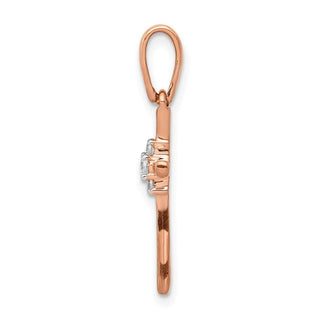 14k Rose Gold 1/20ctw Diamond Cross Pendant