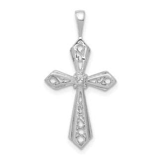14k White Gold AA Diamond Passion Cross Pendant PM5021-001-WA