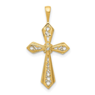 14k Yellow Gold AA Diamond Passion Cross Pendant PM5021-001-YA
