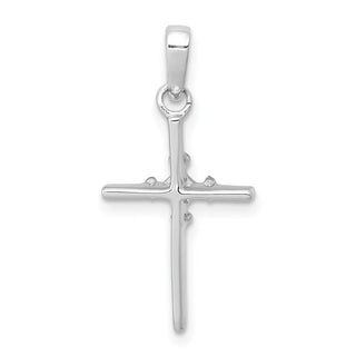 14k White Gold .01ctw Diamond Polished Budded Cross Pendant