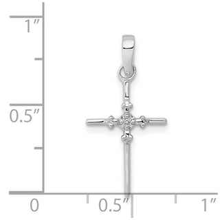 14k White Gold .01ctw Diamond Polished Budded Cross Pendant
