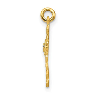 14K Yellow Gold Small .01ctw Diamond Cross Charm