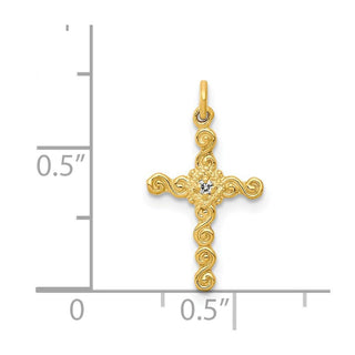 14K Yellow Gold Small .01ctw Diamond Cross Charm