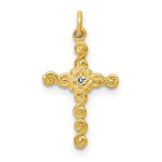 14K Yellow Gold Small .01ctw Diamond Cross Charm