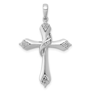 14k White Gold 1/6ctw Diamond Cross Pendant PM5042-016-WA