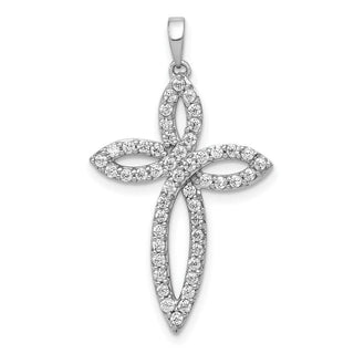 14k White Gold 1/2ctw Diamond Cross Pendant PM5048-050-WA