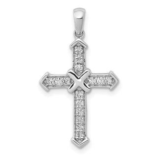 14k White Gold Passion Diamond Cross Pendant