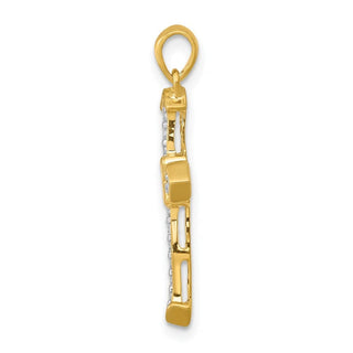 14k Yellow Gold Passion Diamond Cross Pendant