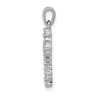 14k White Gold 1/10ctw Diamond Fleur de Lis Cross Pendant