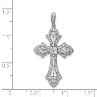14k White Gold 1/2ctw Diamond Fancy Cross Pendant