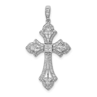 14k White Gold 1/2ctw Diamond Fancy Cross Pendant