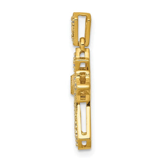 14k Yellow Gold 1/10ctw Diamond Fancy Cross Pendant