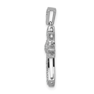 14k White Gold 1/6ctw Diamond Fleur de Lis Cross Pendant