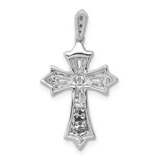 14k White Gold 1/6ctw Diamond Fleur de Lis Cross Pendant