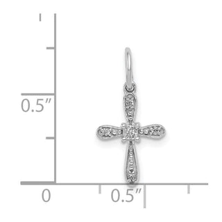 14k White Gold .03ctw Diamond Cross Charm