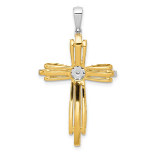 14k Two-tone Gold 1/3ctw Diamond Passion Cross Pendant