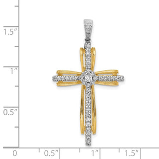 14k Two-tone Gold 1/3ctw Diamond Passion Cross Pendant