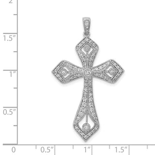 14k White Gold 5/8ctw Diamond Passion Cross Pendant