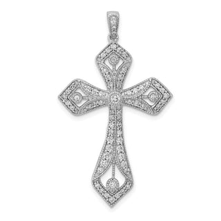 14k White Gold 5/8ctw Diamond Passion Cross Pendant