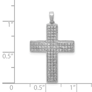 14k White Gold 1/2ctw Diamond Latin Cross Pendant