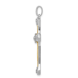 14k Two-tone Gold 1/5ctw Diamond Cross Pendant
