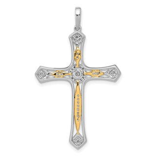 14k Two-tone Gold 1/5ctw Diamond Cross Pendant