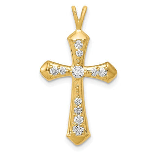 14k Yellow Gold AA Diamond Passion Cross Pendant PM5109-033-YA