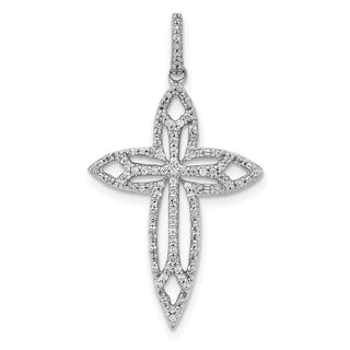 14k White Gold 1/4ctw Diamond Fancy Cross Pendant