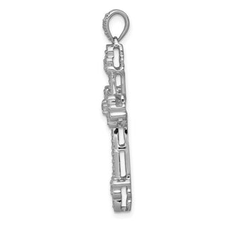 14k White Gold 3/8ctw Diamond Budded Cross Pendant