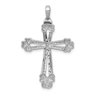 14k White Gold 3/8ctw Diamond Budded Cross Pendant