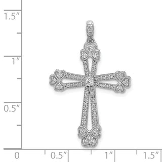 14k White Gold 3/8ctw Diamond Budded Cross Pendant