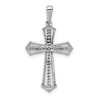 14k White Gold 1/8ctw Diamond Passion Cross Pendant
