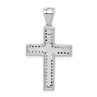 14k White Gold 1/5ct. Black and White Diamond Cross Pendant