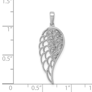 14k White Gold Diamond Open-Work Wing Pendant
