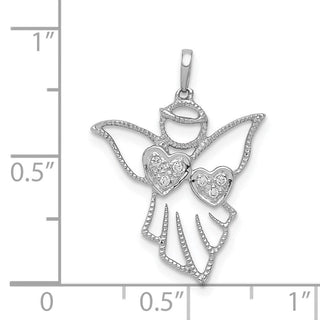14k White Gold Diamond Angel Pendant