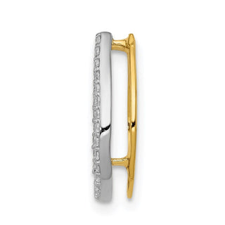 14k Yellow Gold and Rhodium 1/6ctw Diamond Horseshoe Slide
