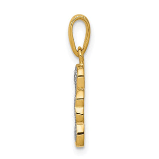 14k Yellow Gold .02ctw Diamond Four Leaf Clover Pendant