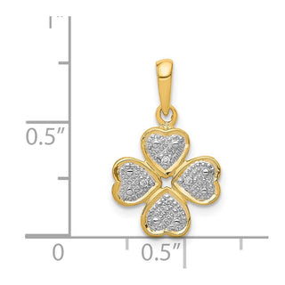 14k Yellow Gold .02ctw Diamond Four Leaf Clover Pendant
