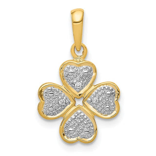 14k Yellow Gold .02ctw Diamond Four Leaf Clover Pendant