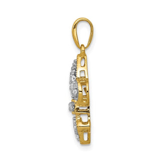 14k Yellow Gold Lab Grown Diamond Si1/Si2, G H I, Fleur De Lis Pendant