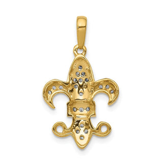 14k Yellow Gold Lab Grown Diamond Si1/Si2, G H I, Fleur De Lis Pendant