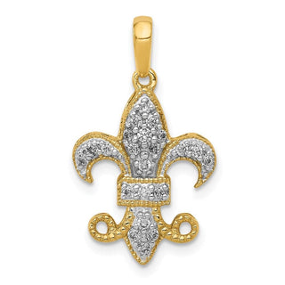 14k Yellow Gold Lab Grown Diamond Si1/Si2, G H I, Fleur De Lis Pendant