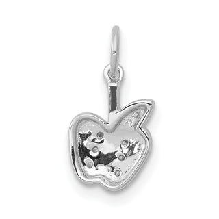 14K White Gold Diamond Apple Charm