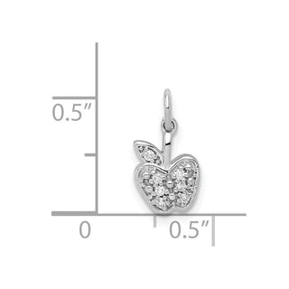 14K White Gold Diamond Apple Charm